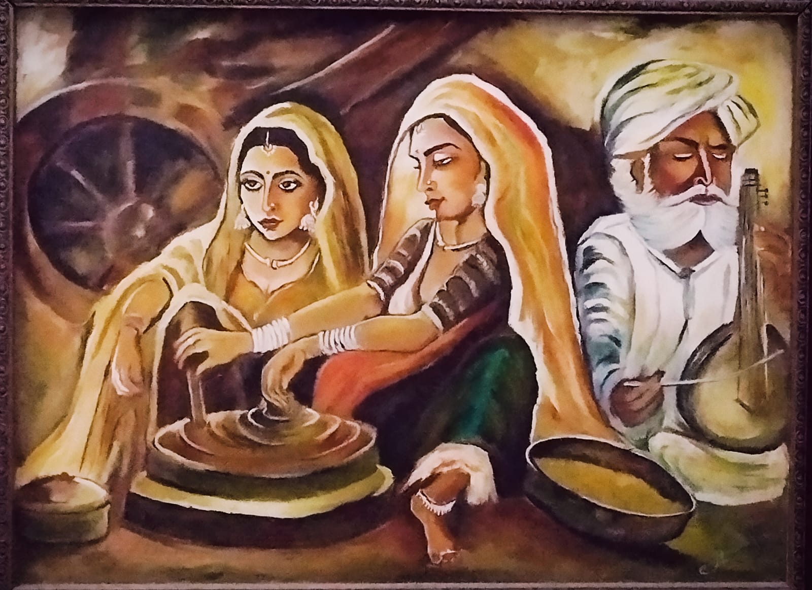 The Turn — an oil painting of a folk potter's-wheel scene